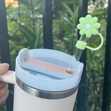Velaco 12Pcs 0.4in/10mm Diameter Silicone Straw Covers Cap Compatible with Stanley 20 30&40 Oz Cup, Straw Toppers for Stanley 40 Oz Tumbler with Handle, Dust-Proof Straw Caps for Water Bottle