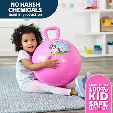 Flybar Hopper Ball for Kids - Bouncy Ball with Handle, Durable Bouncy Balls, Kangaroo Ball, Exercise Ball, Indoor and Outdoor Toy, Pump Included, Toddler Toys for Boys and Girls, Ages 5 and Up (Prn M)