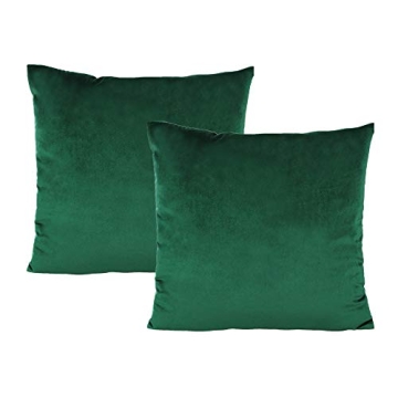 Elegant Emerald Green Velvet Throw Pillow Covers 18x18 Set of 2 for Home Decoration