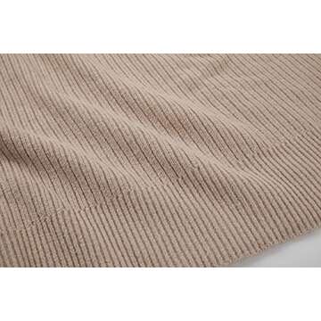 Trish Lucia Womens Turtleneck Oversized Sweaters Dress Long Sleeve Drop Shoulder Pullover Loose Knit Dresses Khaki