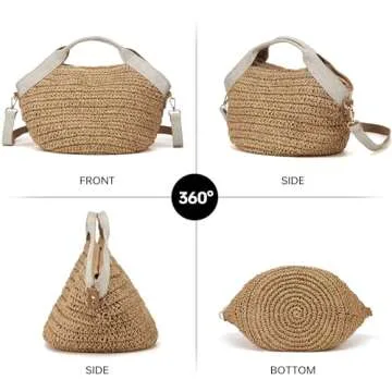 Kiss Sea Beach Straw Purse for Summer Vacation