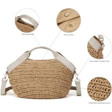 Kiss Sea Beach Straw Purse for Summer Vacation