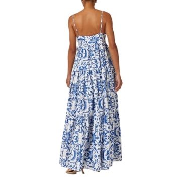 Women Y2k Boho Maxi Dress Vintage Floral Tie Shoulder Strap Sleeveless A Line Long Dress Summer Beach Flowy Dresses