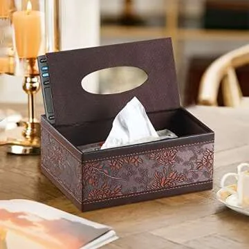 Elegant Multi-Functional Tissue Box Cover with Remote Holder