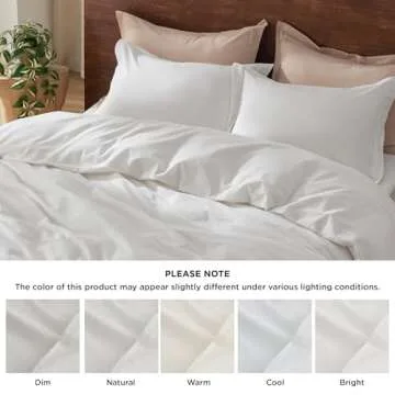 Bedsure 100% Washed Cotton Duvet Cover King Size - Minimalist Natural White Cotton Duvet Cover for All Seasons - GentleSoft™ Plain Simple Bedding Set with 2 Pillow Shams (White, King, 104"x90")
