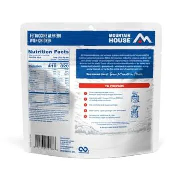 Mountain House Fettuccine Alfredo with Chicken | Freeze Dried Backpacking & Camping Food | 2-Servings