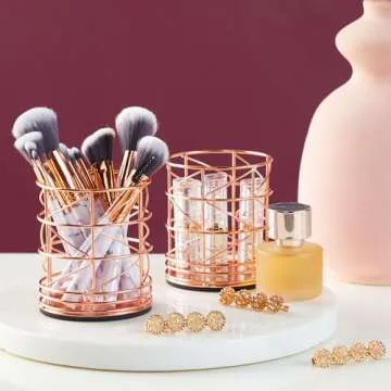 Juvale 2-Pack Rose Gold Pencil Holder for Office Supplies