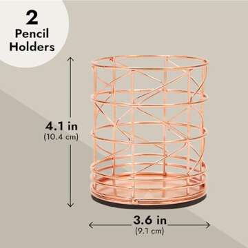Juvale 2-Pack Rose Gold Pencil Holder for Office Supplies