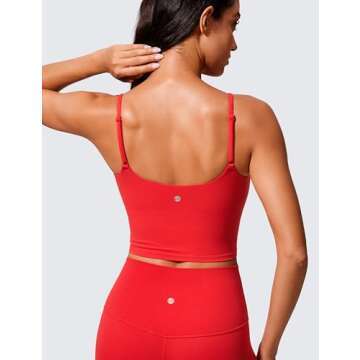 CRZ YOGA Butterlift Womens Scoop Neck Longline Sports Bra - U Back Adjustable Straps Workout Crop Ta...