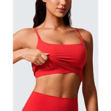 CRZ YOGA Womens Scoop Neck Sports Bra with Adjustable Straps