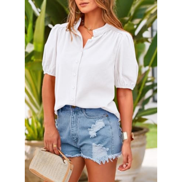 PRETTYGARDEN Summer Button Down Shirt for Women