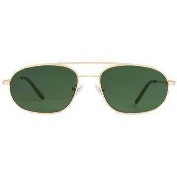 SOJOS Retro Trendy Aviator Sunglasses Women Men 90s Small Vintage Glasses Stylish Oval Sunglasses SJ1208,(Gold/Tortoise/Green)