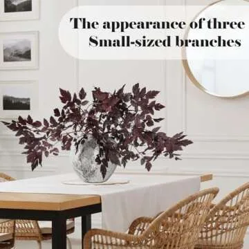 Lyrow 3 Pack 6 Pack Artificial Cimicifuga Plant Leaf Spray Faux Plum Cimicifuga Ramosa Leaf Branch Faux Fall Spray Silk Plants for Home Vase Wedding Garden Farmhouse Table Mantel Decor (18 Inches)