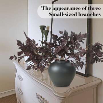 Lyrow 3 Pack 6 Pack Artificial Cimicifuga Plant Leaf Spray Faux Plum Cimicifuga Ramosa Leaf Branch Faux Fall Spray Silk Plants for Home Vase Wedding Garden Farmhouse Table Mantel Decor (18 Inches)