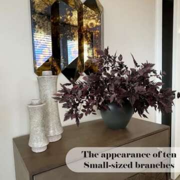 Lyrow 3 Pack 6 Pack Artificial Cimicifuga Plant Leaf Spray Faux Plum Cimicifuga Ramosa Leaf Branch Faux Fall Spray Silk Plants for Home Vase Wedding Garden Farmhouse Table Mantel Decor (18 Inches)