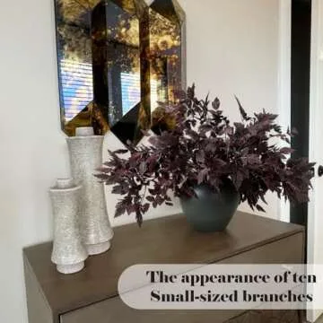 Lyrow 3 Pack 6 Pack Artificial Cimicifuga Plant Leaf Spray Faux Plum Cimicifuga Ramosa Leaf Branch Faux Fall Spray Silk Plants for Home Vase Wedding Garden Farmhouse Table Mantel Decor (18 Inches)