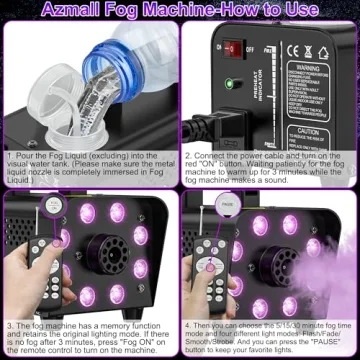 Fog Machine with LED Lights for Parties and Events