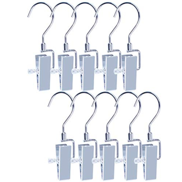 Stainless Steel Laundry Clips with Swivel Hooks - Pack of 10