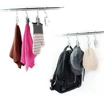 Stainless Steel Laundry Clips with Swivel Hooks - Pack of 10