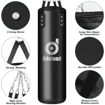 Odoland 8-in-1 Heavy Boxing Bag Set - Unfilled 4FT Bag