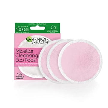 Garnier SkinActive Micellar Cleansing Eco Pads, Reusable, 3 Ultra-soft Microfiber Pads, 1 Count (Pac...