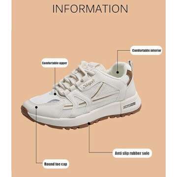 Women's Thick Sole Breathable Lace-Up Sneakers - Casual Sports Shoes