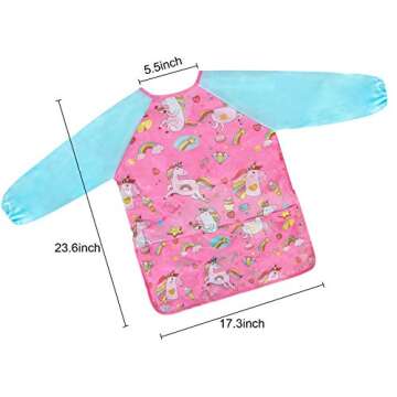 Bassion Smocks for Kids, Toddler Art Smock Artist Painting Aprons Waterproof Long Sleeve with 3 Pock...