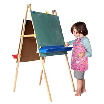 Bassion Smocks for Kids, Toddler Art Smock Artist Painting Aprons Waterproof Long Sleeve with 3 Pockets for Age 2-6 Years