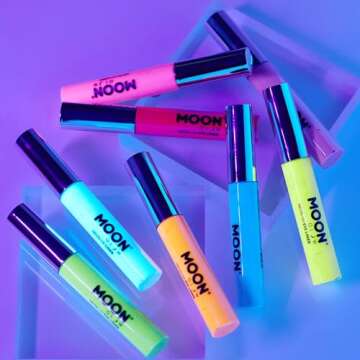 Moon Glow - Blacklight Neon Eye Liner 0.34oz Set of 5 colors – Glows brightly under Blacklights/UV Lighting!