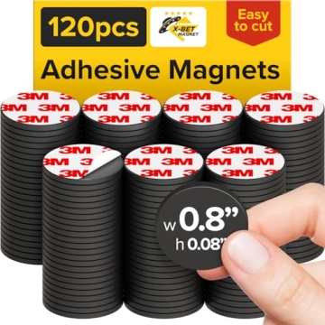 Hyper-Sticky Magnets with Adhesive Backing - 0.8" Strong Magnetic Dots for Whiteboard, Fridge, Craft...
