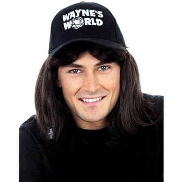 ALLAURA Wayne Wig & Cap Combo - Iconic 80s Rocker Mullet for Costumes