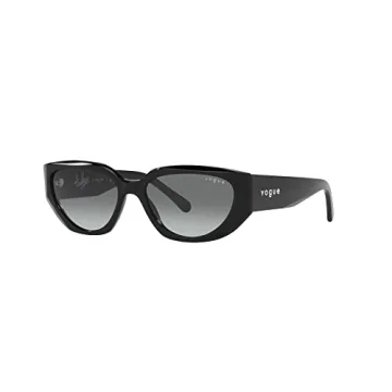 Vogue Women Sunglasses Black Frame Grey Gradient Lenses 52MM