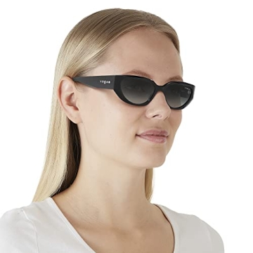 Vogue Women Sunglasses Black Frame Grey Gradient Lenses 52MM