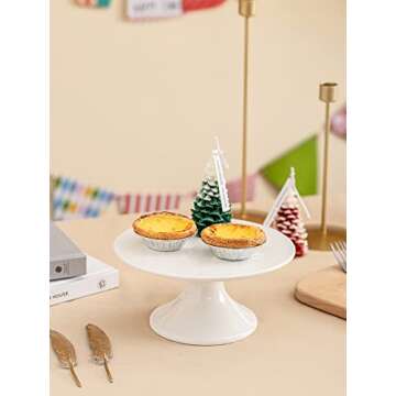 Kanwone 8-Inch Porcelain Small Cake Stand, Cake Plate, Dessert Stand, Cake Stand for Party, Baby Shower, Home Decorating Stand, White
