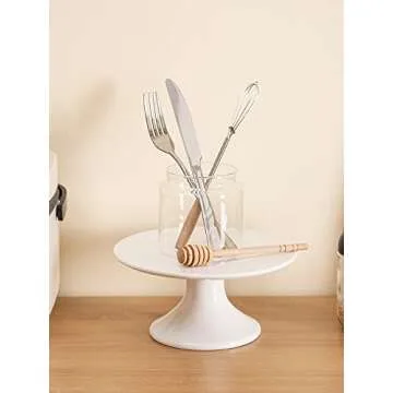 Kanwone 8-Inch Porcelain Small Cake Stand, Cake Plate, Dessert Stand, Cake Stand for Party, Baby Shower, Home Decorating Stand, White