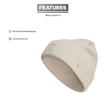 adidas Originals Women's Trefoil Beanie, Alumina Heather/White, One Size