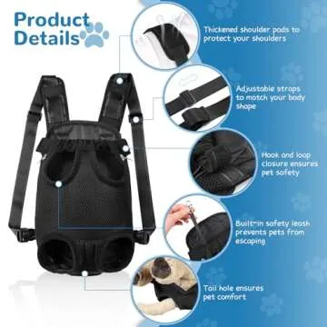 YUDODO Pet Dog Carrier Backpack Adjustable Dog Front Carrier, Legs Out Easy-Fit Dog Travel Backpack Carrier for Hiking Camping for Small Medium Dogs Cats and Rabbit (Small (Pack of 1), A-Black)