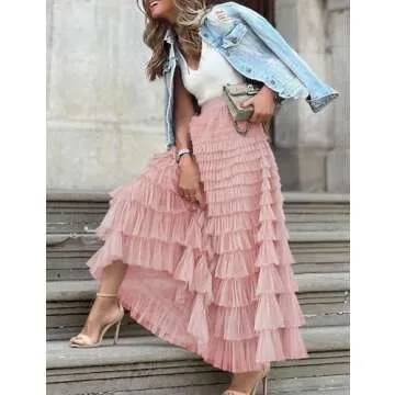Elegant Flygo Women's Long Tulle Skirt for All Occasions
