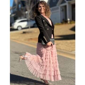 Elegant Flygo Women's Long Tulle Skirt for All Occasions