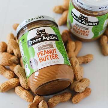 Once Again Organic Creamy Peanut Butter, 16oz - No Stir - Lightly Sweetened & Salted - USDA Organic, Gluten Free Certified, Vegan, Kosher - Glass Jar