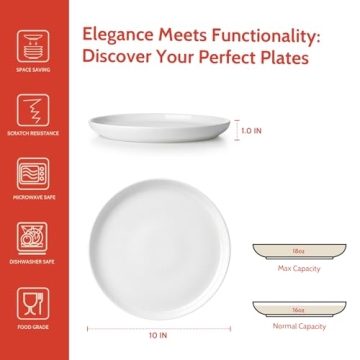 Stylish Sweese Porcelain White Dinner Plates Set of 6
