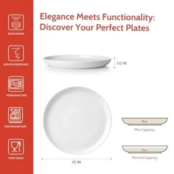 Stylish Sweese Porcelain White Dinner Plates Set of 6