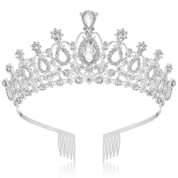 Makone Crowns for Women - Silver Crystal Crown for Events and Celebrations