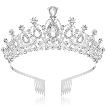 Makone Crowns for Women - Silver Crystal Crown for Events and Celebrations