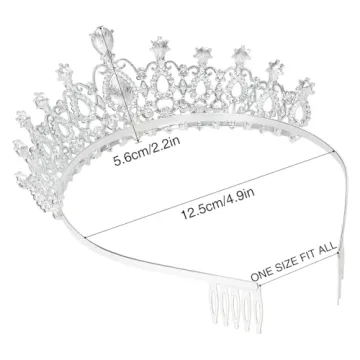 Makone Silver Princess Crown for Weddings and Parties