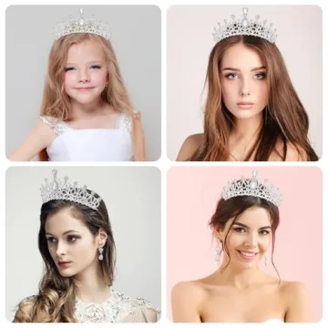 Makone Silver Princess Crown for Weddings and Parties