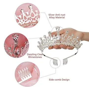 Makone Silver Princess Crown for Weddings and Parties