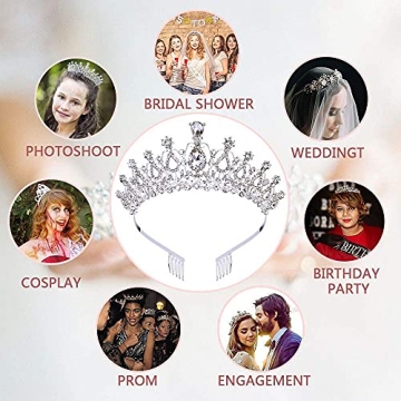 Makone Silver Princess Crown for Weddings and Parties