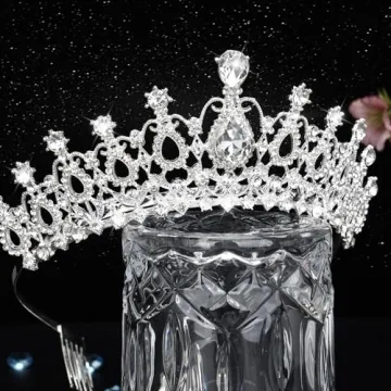 Makone Silver Princess Crown for Weddings and Parties