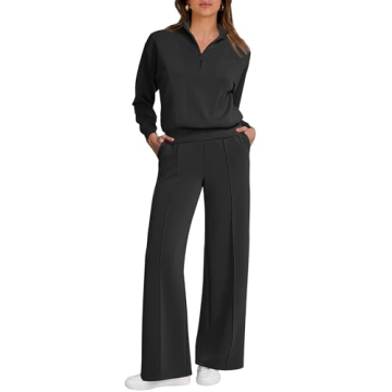 Caracilia Women’s 2 Piece Sweatsuit - Versatile Matching Lounge Sets in Black